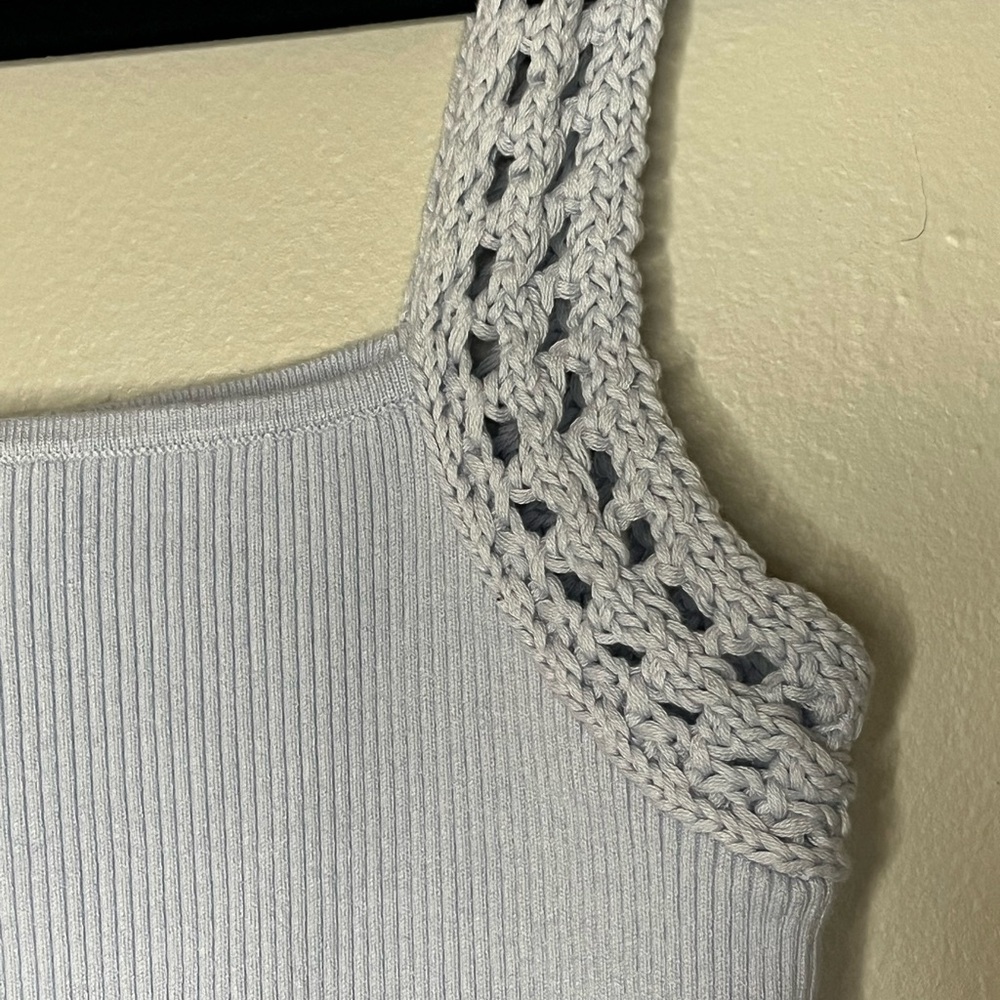 Aerie Crochet Sweater Tank Top Eyelet Blue Women’s Size Small NWT - Picture 5 of 8